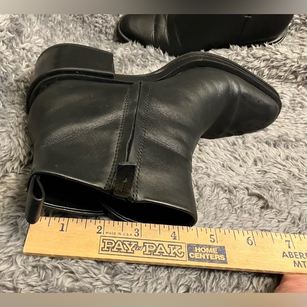Franco Sarto Dalden Black Boots Booties Leather Block Heel Sz 7.5 - Picture 8 of 11